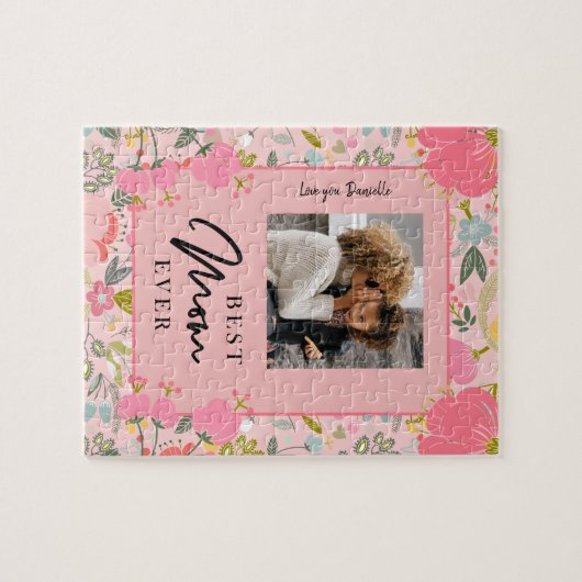 最高のパーソナライズされた母は家族の写真と文字 ジグソーパズル (横)