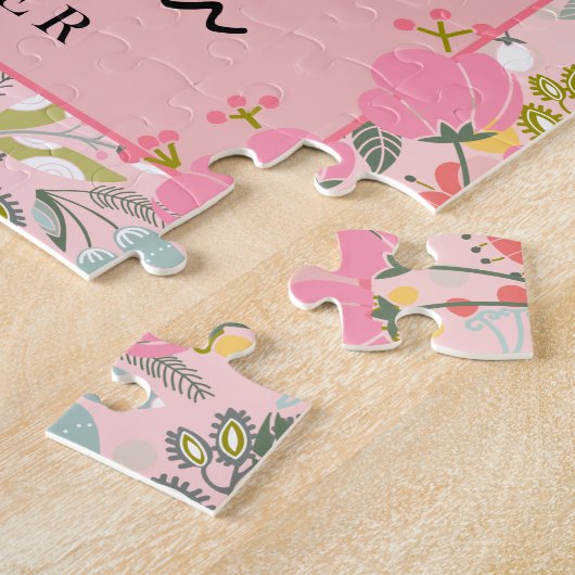 最高のパーソナライズされた母は家族の写真と文字 ジグソーパズル (側面)