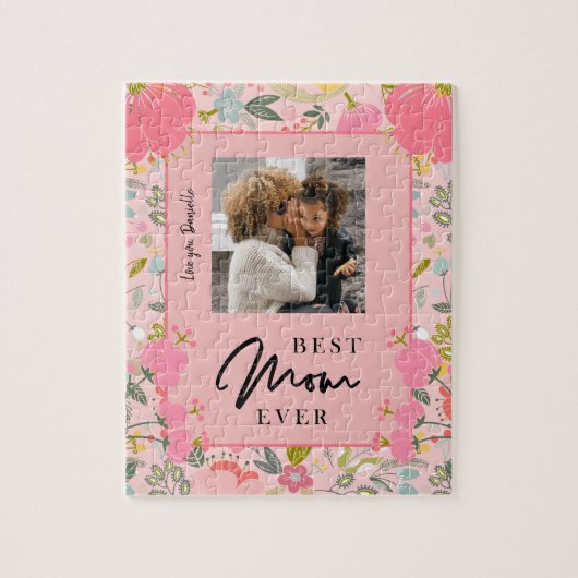 最高のパーソナライズされた母は家族の写真と文字 ジグソーパズル (縦)