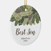 最高のパーソナライズされた義理素朴息子への贈与 セラミックオーナメント (右)