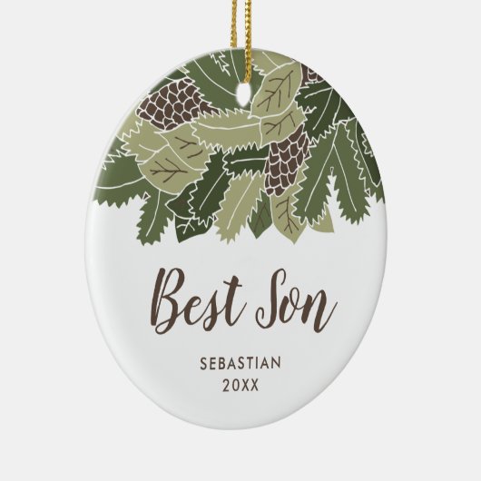最高のパーソナライズされた義理素朴息子への贈与 セラミックオーナメント (右)