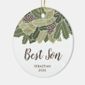 最高のパーソナライズされた義理素朴息子への贈与 セラミックオーナメント (左)