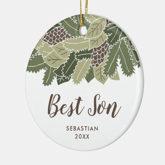 最高のパーソナライズされた義理素朴息子への贈与 セラミックオーナメント (左)