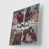 最高のパーソナライズされた4 Photo Collage スクエア壁時計 (傾斜)