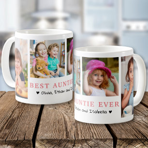 最高のパーソナライズされたAuntie Ever 4 Photo Collage コーヒーマグカップ