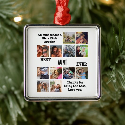 最高のパーソナライズされたOlums Ever 12写真コラージュ メタルオーナメント (ツリー)