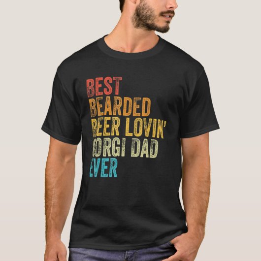 最高のヒゲのビール好きコーギーお父さんペット犬 Tシャツ (正面)