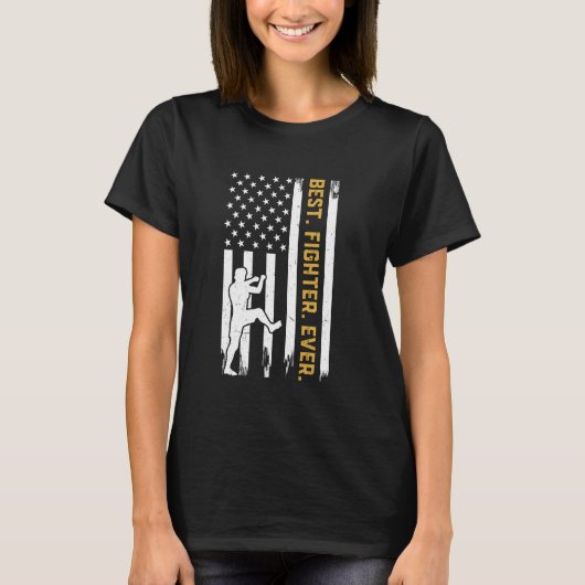 最高のファイターEver – ムエタイ米国国旗タイボクシング Tシャツ (正面)