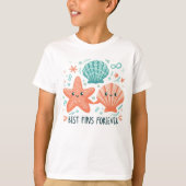 最高のフィンよ永遠に Tシャツ、可愛いヒトデと貝殻 Tシャツ (正面)