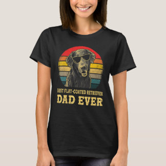 最高のフラットコーテッドレトリーバーお父さん犬 レトロ ヴィンテージ Tシャツ