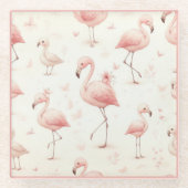 最高のフラミンゴの群れ ガラスコースター (正面)