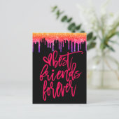 最高のフレンズフォーエバーやる気を起こさせる引用文グリッター ポストカード (スタンド正面)