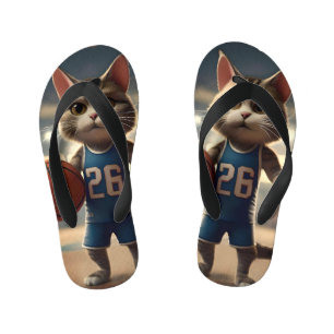 最高のフープ・フィアレスねこバスケットボール選手 キッズビーチサンダル