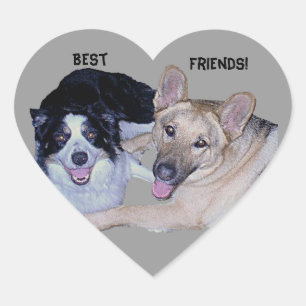 最高のフ縁どォンCollie & German Shepherd ハートシール