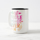 最高のプードママは犬の恋人かわいい ツートーンマグカップ (正面左)