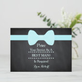 最高のベストマン ブラック チャークボード ボウ 招待状 (スタンド正面)