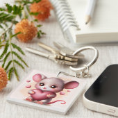 最高のベビーマウスとバレンタインのハート キーホルダー (正面右)