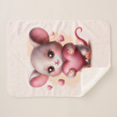 最高のベビーマウスとバレンタインのハート シェルパブランケット (正面(横))