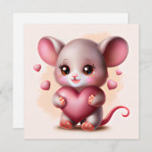 最高のベビーマウスとバレンタインのハート シーズンカード (正面/裏面)