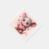 最高のベビーマウスとバレンタインのハート スタンダードカクテルナプキン (角)