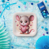 最高のベビーマウスとバレンタインのハート ペーパープレート (パーティー)