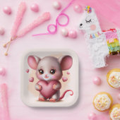 最高のベビーマウスとバレンタインのハート ペーパープレート (パーティー)