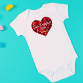 最高のベビーモダン赤いハート母の日 ベビーボディスーツ