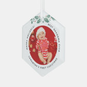 最高のベビー写真 ガラスオーナメント (正面左)