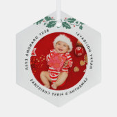 最高のベビー写真 ガラスオーナメント (裏面)