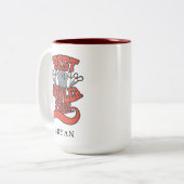 最高のボウリングをする人、 クリケットの投手エバーボーリングパーソナライズされたノベルティ ツートーンマグカップ (正面左)