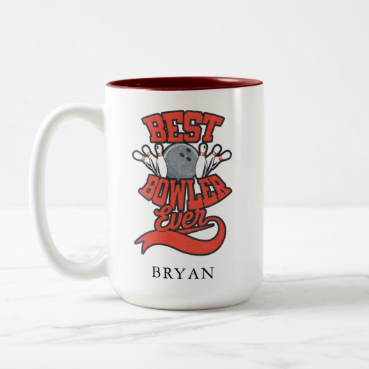 最高のボウリングをする人、 クリケットの投手エバーボーリングパーソナライズされたノベルティ ツートーンマグカップ (左)