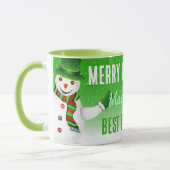 最高のボスの雪だるまとクリスマスグリーン マグカップ (左)