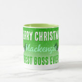 最高のボスの雪だるまとクリスマスグリーン マグカップ (中央)