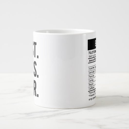 最高のボスは常に黒+栄養に関する事実、 ジャンボコーヒーマグカップ (正面)