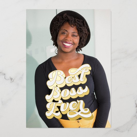 最高のボス金ゴールドカスタムフォトフラットカード 箔シーズンカード (正面)