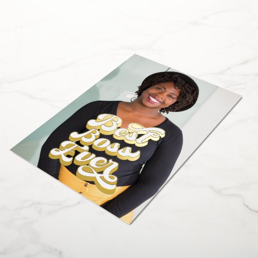 最高のボス金ゴールドカスタムフォトフラットカード 箔シーズンカード (回転した状態)