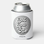 最高のボス |シルバーディスコボール |名前をカスタムする 缶クーラー (缶裏面)