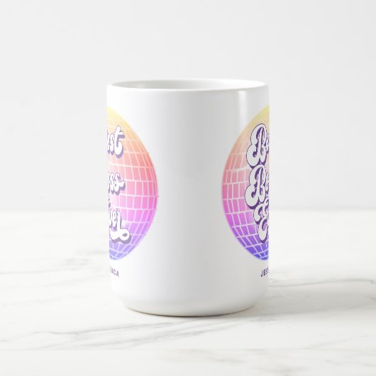 最高のボス |ディスコカラフルボール |名前をカスタムする コーヒーマグカップ (中央)