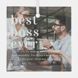 最高のボス |引用文と写真ギフト ガラスオーナメント