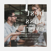 最高のボス |引用文と写真ギフト ガラスオーナメント (裏面)