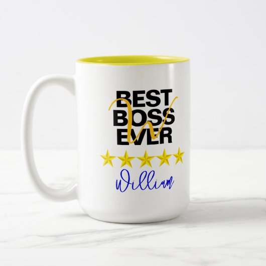 最高のボスEver (名前イニシャル) Office Coffee Mag ツートーンマグカップ (左)