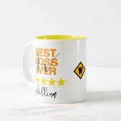 最高のボスEver Mag (ネームイニシャルモノグラムことわざ) ツートーンマグカップ (正面左)