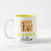 最高のボスEver Mag (ネームイニシャルモノグラムことわざ) ツートーンマグカップ (左)