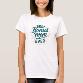 最高のボーナスマム ティールハートの手書きスクリプト Tシャツ
