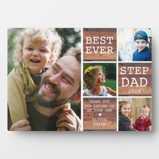 最高のボーナーステップパパ4素朴 Photo Collage Wood フォトプラーク (正面)