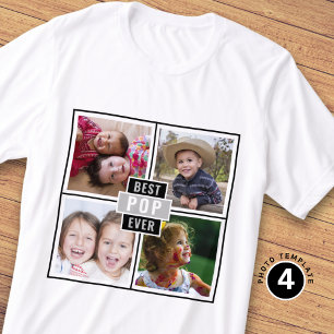 最高のポップのお祝いに自分だけの4枚の写真コラージュを作ろう Tシャツ