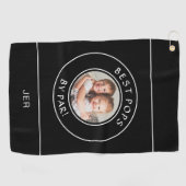 最高のポップバイパーゴルファー写真おもしろいブラック&ホワイト ゴルフタオル (横)