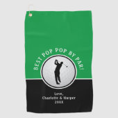 最高のポップ・アートのポップ・アートのParゴルファー男性ブラックグリーンカスタム ゴルフタオル (正面)