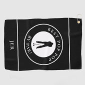 最高のポップ・アートのポップ・アートのPar GrandpaゴルファーMonogram Black ゴルフタオル (横)