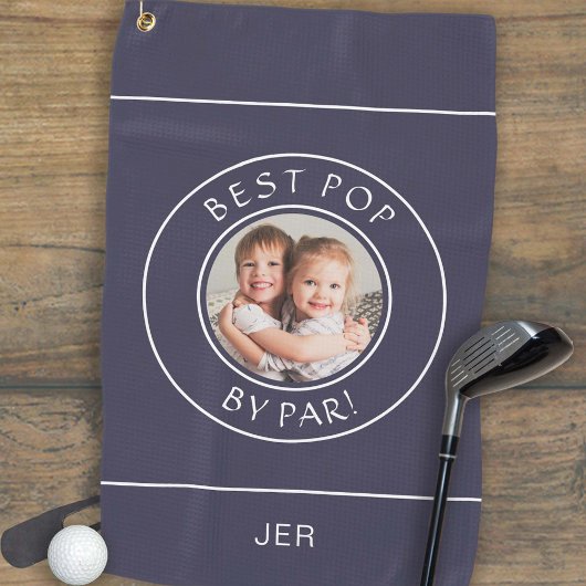 最高のポップ・アートのPar Golpherの写真ギフトモダンネイビーブルー ゴルフタオル